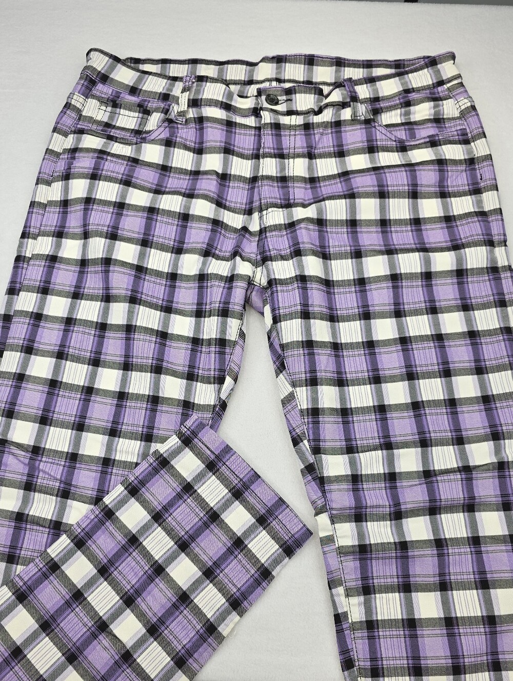 Fashion Clothing Men's Purple White Buffalo Plaid Pants Size 40 NWOT A-3959